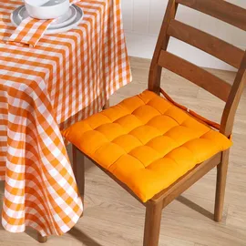 Homescapes Tischdecke Vichy-Karo 137 x 137 cm Orange-weiß
