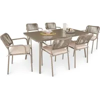 Idimex Gartenmöbel Set VOLONTE 1 Tisch 6 Stühle, Champagner