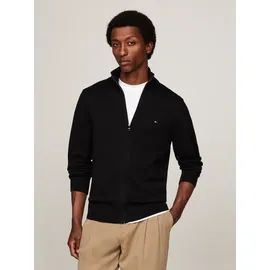 Tommy Hilfiger Cardigan TOMMY HILFIGER "PIMA ORG CTN CASHMERE ZIP THRU", Herren, Gr. XXXL (58), schwarz, Strick, Obermaterial: 95% Baumwolle, 5% Kaschmir, normal, Rippstrickbündchen, Strickjacken