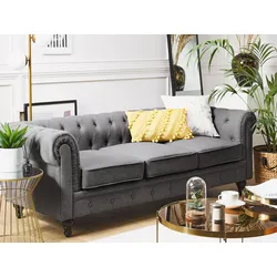 3-Sitzer Sofa grau / dunkelbraun CHESTERFIELD