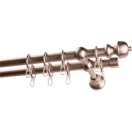 GARESA Gardinenstange GARESA "ANDREA", silber (mattnickelfarben), L:170cm Ø:20mm, Metall, Gardinenstangen, Vorhanggarnitur, verlängerbar, Endknopf Profil klein, mit Ringen