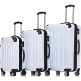 BEIBYE- 3er Kofferset Hartschalen-Koffer Reisekoffer Trolley Rollkoffer Set Reisekofferset (Weiss)