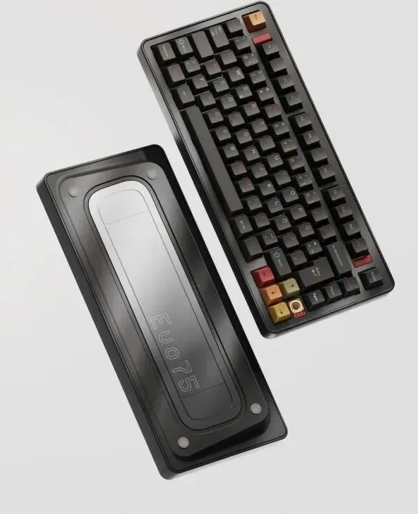 Ticktype EVO75 Custom Mechanische Tastatur (ISO-DE Layout) – Vollaluminium, Hot-Swappable, Leaf Spring Mount, VIA-kompatibel, Schnelldemontage, Creamy Rye Switches, 8000mAh, RGB - Spray-coated Nebula