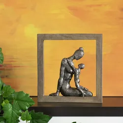 Moritz Skulptur Rahmen abstrakt Mutter mit Kind | zum Aufhängen | 29 x 27 x 3 cm | Geschenk | Mutter Sohn Tochter