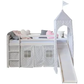 Homestyle4u Hochbett Weiß, Holz, Kinder- & Jugendzimmer, Kindermöbel, Kinderbetten, Hochbetten