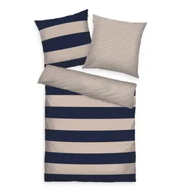 Tom Tailor BOLD STRIPES Blau/Beige 155 x 220 cm + 2 x 80 x 80 cm