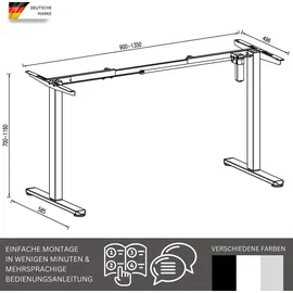 Albatros LIFT N3B, schwarz Elektrisch mit Motor, - Stufenlos Höhenverstellbares Schreibtischgestell /