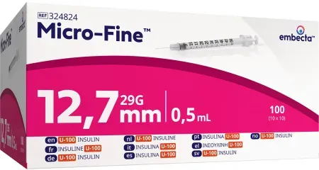 Embecta Micro-Fine+ Insulinspritzen 0,5ml 29G 1/2“ 12,7mm Stück 100 (320812)