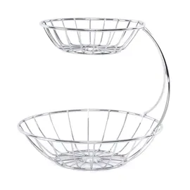 DESIGN DELIGHTS Obst-Etagere, Silber, Metall Obstständer, Früchteschale, Brotkorb