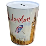 BLUECHOLON Spardose Original Design Petroleumfass, Reisen, große Spardose für Erwachsene, Spardose, Geschenk, Spardose, XL (London - Regenschirm, 15 x 10 cm)