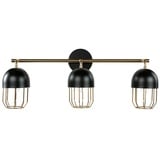 Licht-Erlebnisse Wandleuchte Metall 3-flammig Loft Design 3x E14 in Schwarz Gold QUINN Wandlampe Schlafzimmer Wohnzimmer