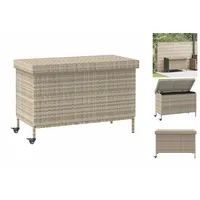 VidaXL Gartentruhe mit Rollen Hellgrau 110x55x73 cm Poly Rattan