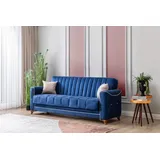 gowoll 3-Sitzer Sofa mit Schlaffunktion und Stauraum Schlafsessel Gästebett blau