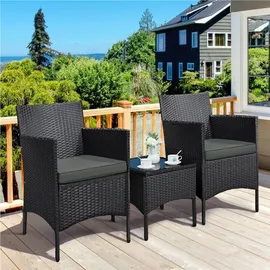 Yaheetech Gartenmöbel Set 4-tlg. Schwarz/Grau