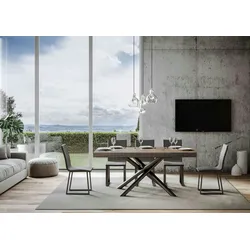 Ausziehbarer Tisch 90x180/284 cm Famas Walnuss-Anthrazit-Gestell
