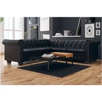 vidaXL Chesterfield-Ecksofa 5-Sitzer Kunstleder Schwarz