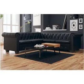 vidaXL Chesterfield-Ecksofa 5-Sitzer Kunstleder Schwarz