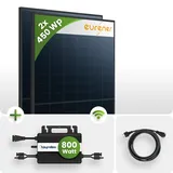 900Wp Balkonkraftwerk 2x450 Eurener IBC Bifazial Fullblack Hoymiles HMS800W-2T