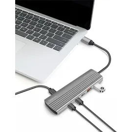 Logilink UA0415 - USB 3.2 Gen2 Hub, 2x USB-A, 8x USB-C, PD (Power Delivery), 100 W, Space Grau