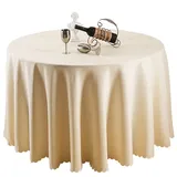 TANGMEN Pure Farbe Tischtücher Ornamente Rund Tischdecke Hoteltischdecke Konferenztischdecke Beige Rund:240cm