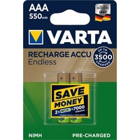 Varta Recharge Accu Endless AAA 550mAh 2er Blister, auch passend für Gigaset A420 A Telefon Akku