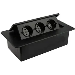 Einbausteckdose Kombibox 3x Steckdose schwarz 1,5m Kabel