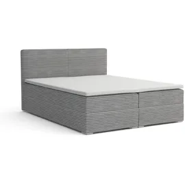 dein schlaf 24 BOXBETT LON III 160/200 in Cord Hellgrau H4 - Hellgrau