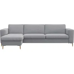 Ecksofa FLEXLUX "Fiore, Sitzaufbau mit hochwertigem Kaltschaum für mehr Sitzkomfort", grau (sophisto gre), B:262cm H:85cm T:92cm, 100% Polyester, Sofas, breite Armlehnen, L-Form, Füße Alu+ Eiche