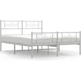 vidaXL Bettgestell mit Kopf- und Fußteil Metall Weiß 140x200 cm