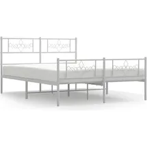 vidaXL Bettgestell mit Kopf- und Fußteil Metall Weiß 140x200 cm