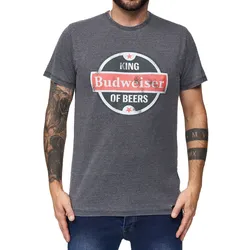 RE:COVERED X BUDWEISER Herren T-Shirt mit großem ""King of Beers""-Print Alltags-Shirt Kurzarm-Shirt MMABI399 Grau - M