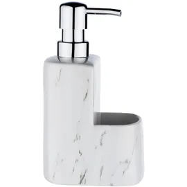 Wenko Spülmittelspender Festival Marmor, Seifenspender für die Küche, hochwertige Keramik mit griffiger Soft-Touch Oberfläche, 380 ml