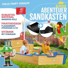 Kidiz Sandkasten Ahoi mit Abdeckung Blau