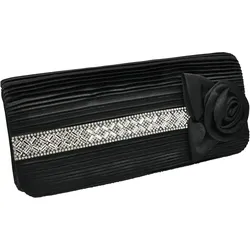 Abendtasche STEUER "Satin-Optik mit Blüte und Strassbesatz", Damen, Gr. B: 110cm, schwarz, Taschen