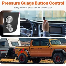 Vevor Luftdruckstoßdämpfer Set 12 V 100 PSI Bord-Luftkompressorsystem, Luft Kompressor System Luftfederungskompressor Kit mit Einpfadsystem & Druckmesser & Luftleitung für Lkws Transporter