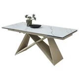 PREISBRECHER Kulissen-Esstisch Jamiro, ausziehbar bis 260cm, weiß, beige - 180/260x76x90 (BxHxT) beige