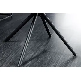 Riess-Ambiente Drehbarer Stuhl Verona senfgelb Strukturstoff mit Armlehne Metallbeine Schwarz Esszimmerstuhl Küchenstuhl