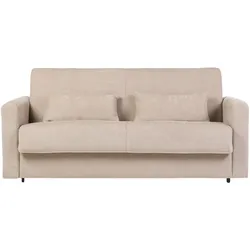 Schlafsofa 3-Sitzer mit Stoffbezug in Samtoptik Beige Matratze 13cm LETTO