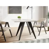WFL GROUP Esstisch Quadro Black ausziehbar quadratisch loft mit schwarzen Holzbeinen (MADE IN EU, erhältlich in zwei Größen – 100/100 cm, ausziehbar auf 150/200 cm), platzsparender Tisch für kleine Küche, Esszimmer oder Wohnzimmer weiß