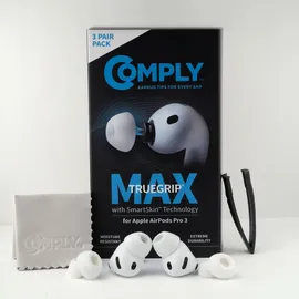 COMPLY TrueGrip MAX | Premium Memory Schaumstoff Ersatz-Ohrstöpsel für AirPods Pro 3 Weiss Größe L, 3 Paar