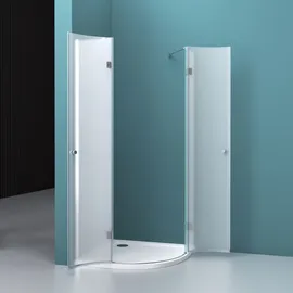 mai & mai Viertelkreis-Dusche mit Pendeltür 100 x 190 cm weiß Sicherheitsglas R02VS