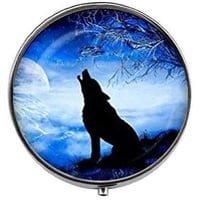 Blue Moon Wolf – Wolf Art Foto Pillendose – Charm Pillendose – Glas Candy Box