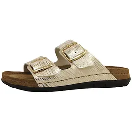 ROHDE Damen Pantolette gemusterter Zweiriemer mit Schnalle Rodigo-D 5872, Größe:41 EU, Farbe:Gold - 41