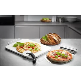 GEFU Pizzastein DARIOSO Set mit Gestell, Pizzaschneider und Pizzaschieber grau