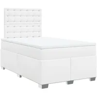 VidaXL Boxspringbett mit Matratze Weiß 120x200 cm Kunstleder