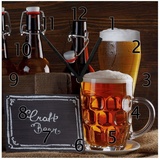 Wallario Wanduhr Biervarianten - Pils im Glas Flaschenbier Schild Craft Beer (Aluverbunduhr) schwarz