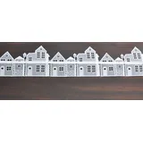 Stickereien Plauen Fensterdekoration Häuser 63 x 13 cm Weiß