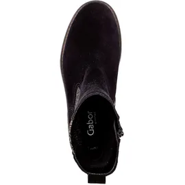 Gabor Chelseaboots GABOR "KOS", Damen, Gr. 39, schwarz, Elastischer Einsatz, Veloursleder, unifarben, Basic, Schuhe Chelseaboots, Blockabsatz, Stiefelette in Komfortweite H (= sehr weit)