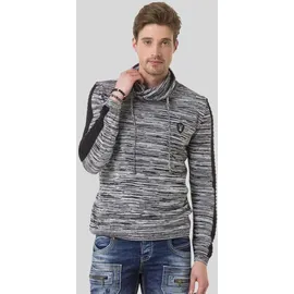 Cipo & Baxx "Pullover", Herren, Gr. M, schwarz (schwarz, grau), 50% Baumwolle, 50% Polyacryl, meliert, regular fit, Pullover, mit Schalkragen