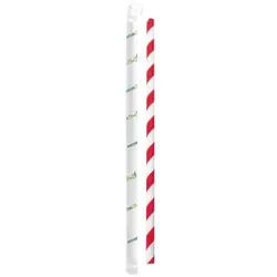 NATURESTAR Strohhalm aus Papier, Ø 6 mm, Trinkhalm für Cocktails, Drinks, Limonaden und Erfrischungsgetränke, 1 Packung = 100 Stück, rot-weiß-gestreift